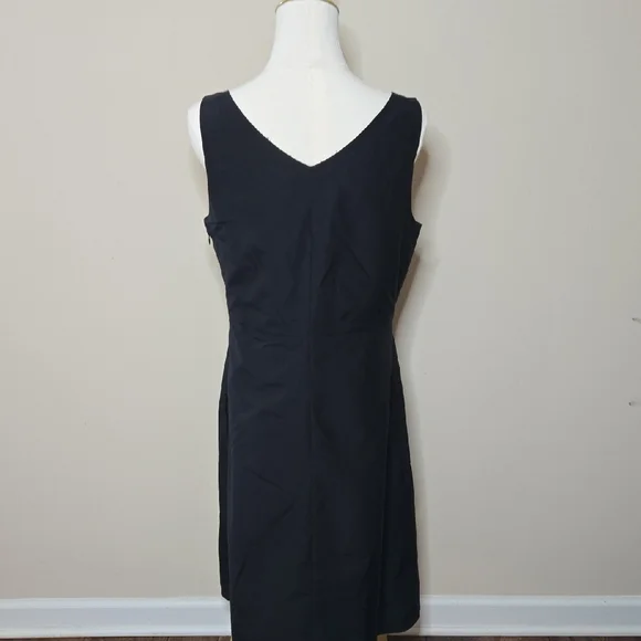 Lands' End Navy Cotton Silk Sleeveless Dress Size 6 Quiet Luxury Preppy Coastal - Picture 5 of 11